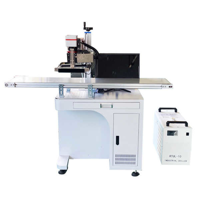 50W CCD Vision Positionierung Automatischer Faserlaser Marker auf der Montage-Produktionslinie für Glas-Kunststoff